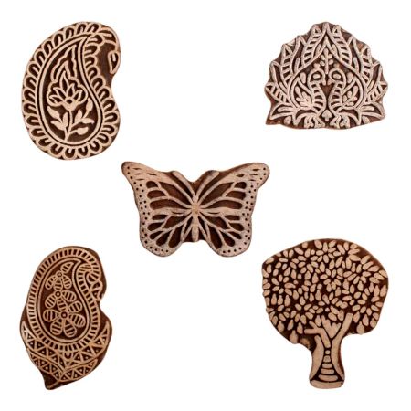 Set of 5 Piece New Mix Wooden Printing Block